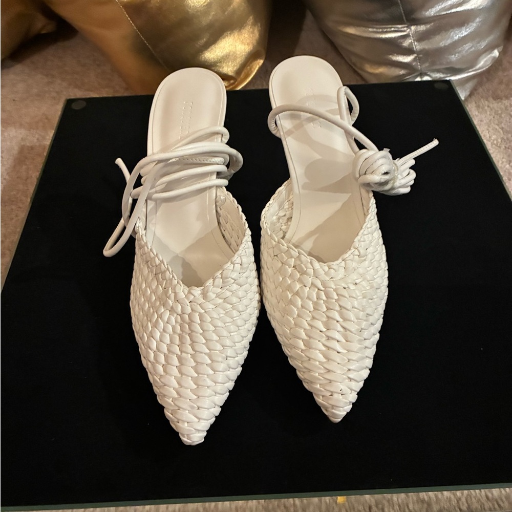 Forever 21 White Woven Mules